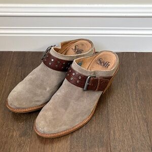 Women’s Sofft Suede Clogs with Buckle